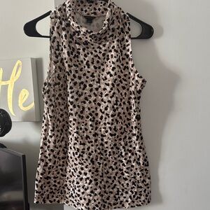 Ann Taylor Black and Cream Leopard Print Blouse